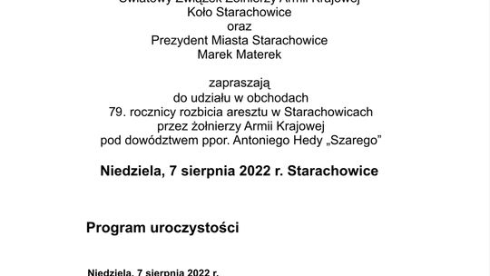  79. Rocznica Rozbicia Aresztu w Starachowicach