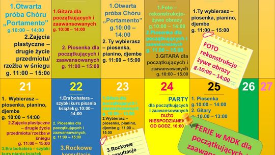 Ferie w Młodzieżowym Domu Kultury w Starachowicach 