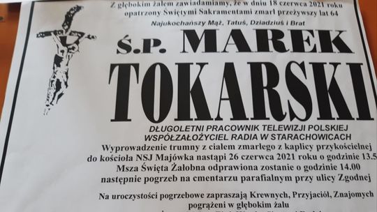 Jutro pogrzeb Marka Tokarskiego