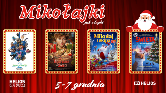 KINO HELIOS STARACHOWICE ZAPRASZA NA: Mikołajkowe seanse z konkursami 5-7 Grudnia 2025