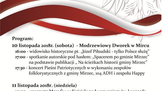 Obchody 100-lecia odzyskania Niepodległości w gminie Mirzec 