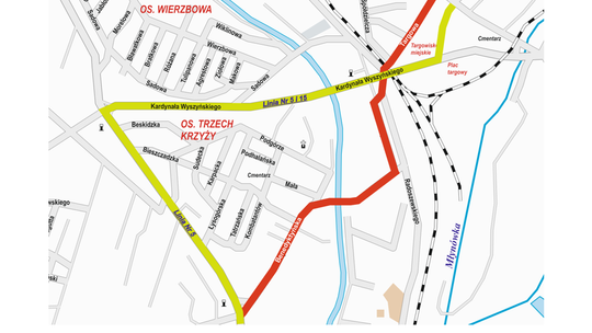 Objazd linii autobusowej nr 5 i 15
