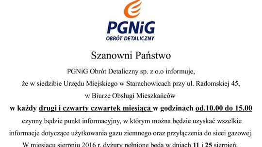 Punkt Informacyjny PGNiG-e w Starachowicach