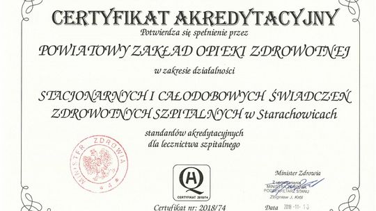 Starachowicki Szpital z kolejną Akredytacją