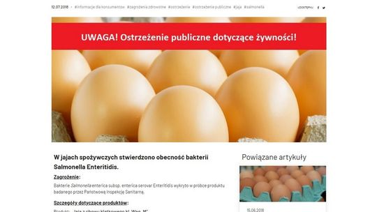 UWAGA! Salmonella w jajach spożywczych z Tychowa Nowego