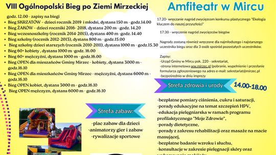 VIII Bieg po Ziemi Mirzeckiej i Rodzinny Piknik Zdrowia