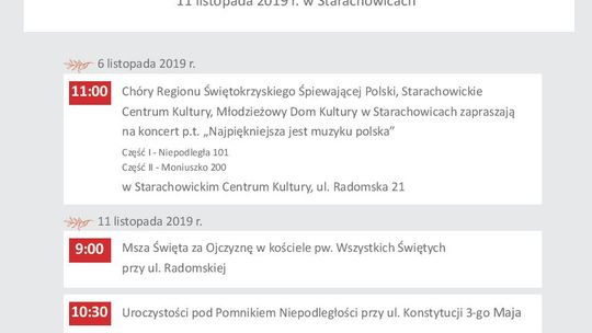 Zaproszenie na uroczystości 11 listopada w Starachowicach
