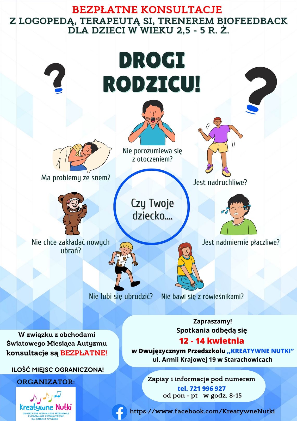 Bezpłatne konsultacje z logopedą, terapeutą SI, trenerem biofeedback