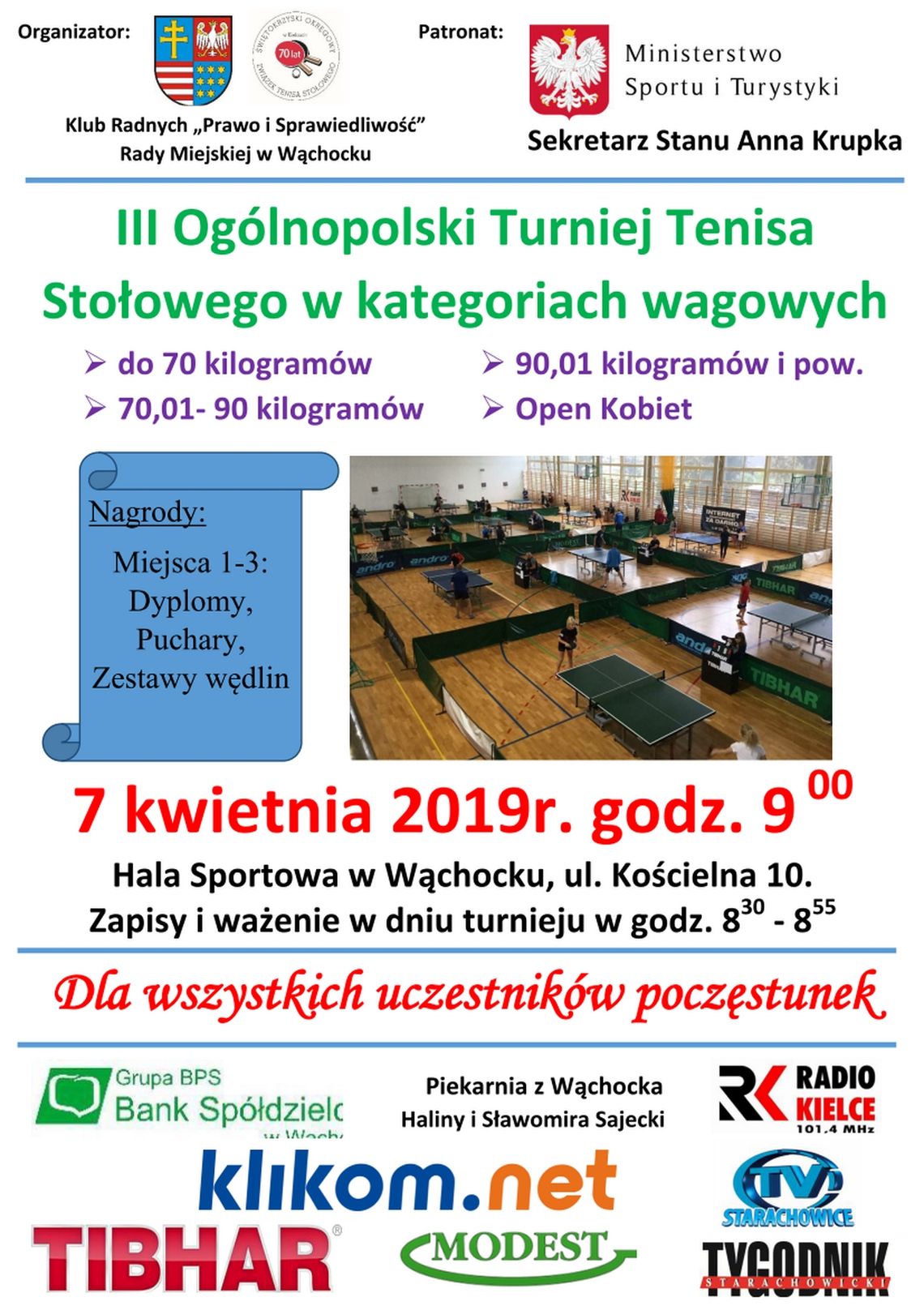 III Ogólnopolski Turniej tenisa Stołowego w Wąchocku