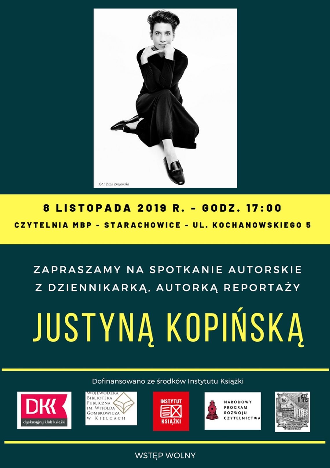 Justyną Kopińska w Miejskiej Bibiotece Publicznej