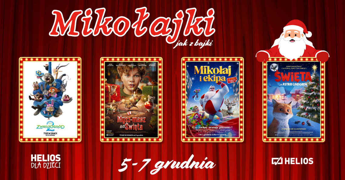 KINO HELIOS STARACHOWICE ZAPRASZA NA: Mikołajkowe seanse z konkursami 5-7 Grudnia 2025 KINO HELIOS STARACHOWICE ZAPRASZA NA: Mikołajkowe seanse z konkursami 5-7 Grudnia 2025