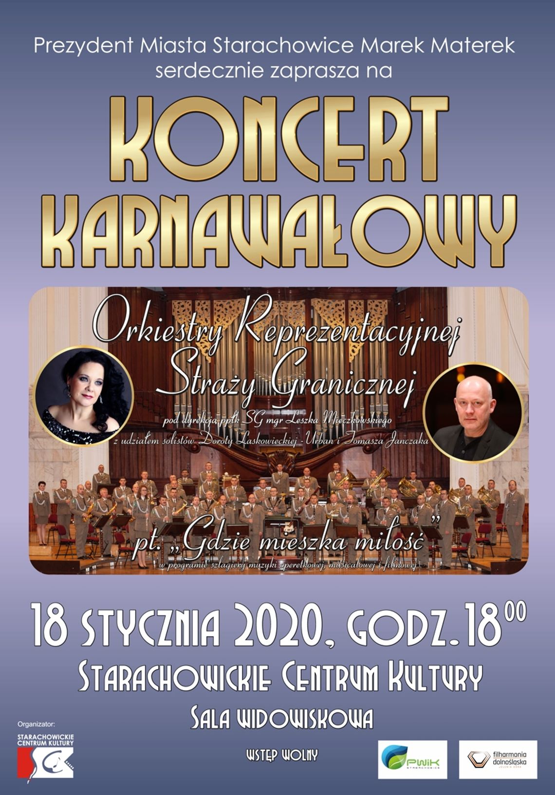 Koncert Karnawałowy Orkiestry Reprezentacyjnej Straży Granicznej w Starachowickim Centrum Kultury!!!