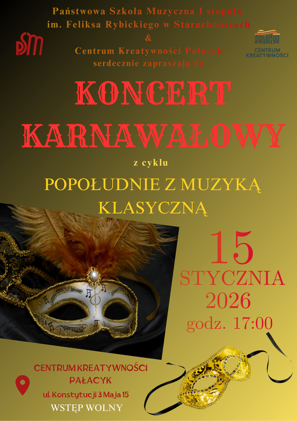 Koncert karnawałowy w Pałacyku, czyli - „Popołudnie z Muzyką Klasyczną” Koncert karnawałowy w Pałacyku, czyli - „Popołudnie z Muzyką Klasyczną”