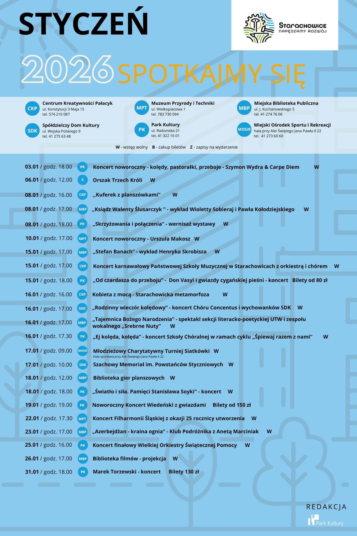 Kultura, koncerty i sport. Styczeń 2026 w Starachowicach