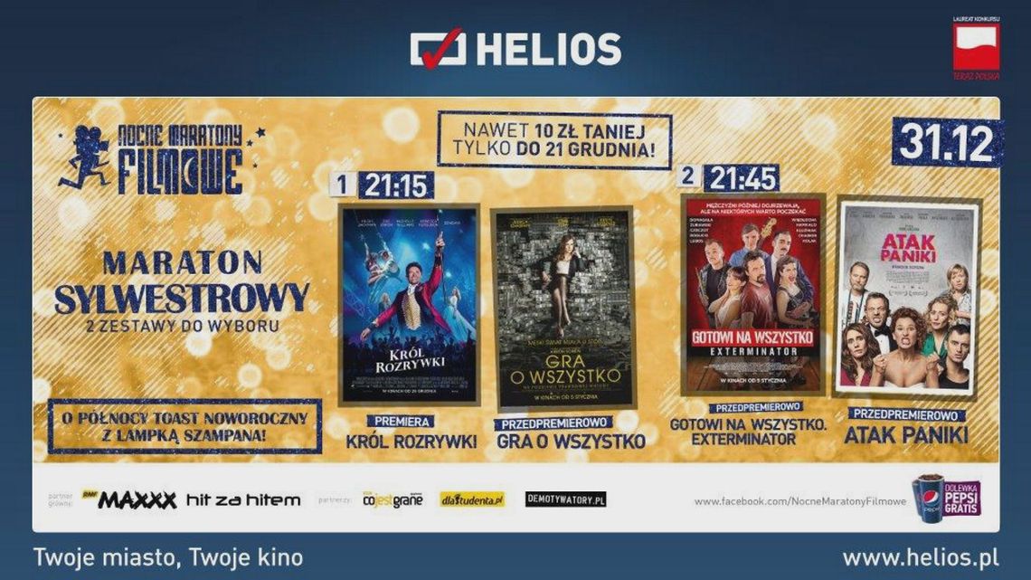 Maraton Sylwestrowy  w kinach Helios