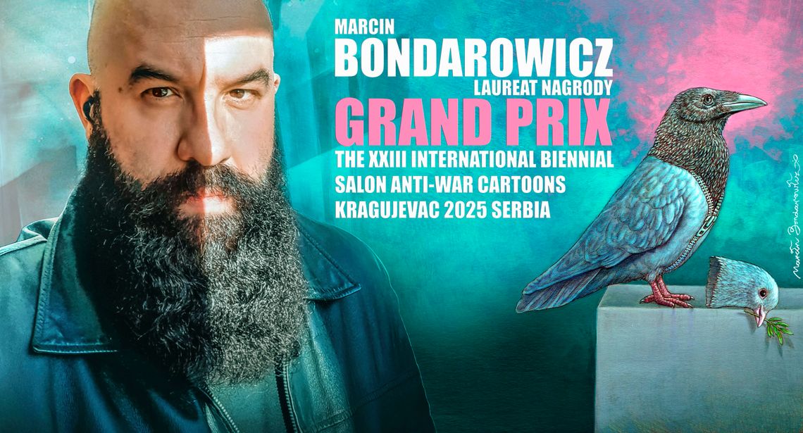 Marcin Bondarowicz laureatem nagrody Grand Prix Salonu Karykatury Antywojennej w Serbii