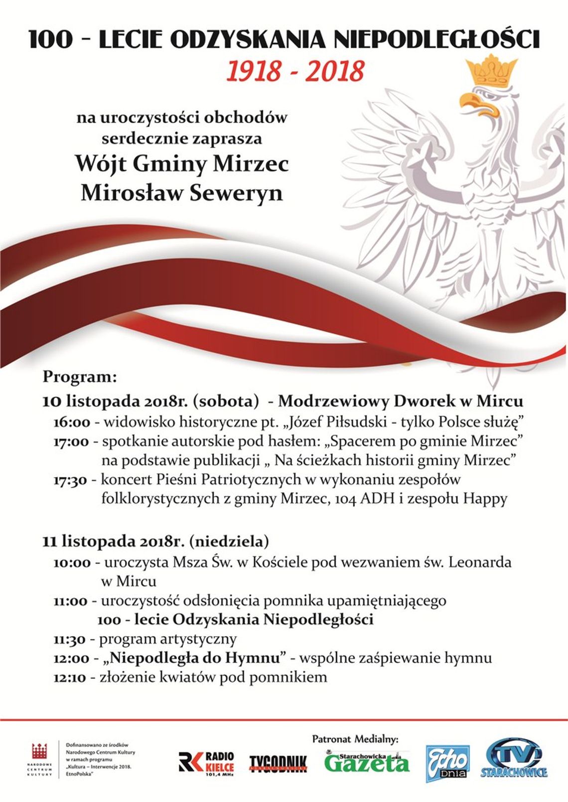 Obchody 100-lecia odzyskania Niepodległości w gminie Mirzec 