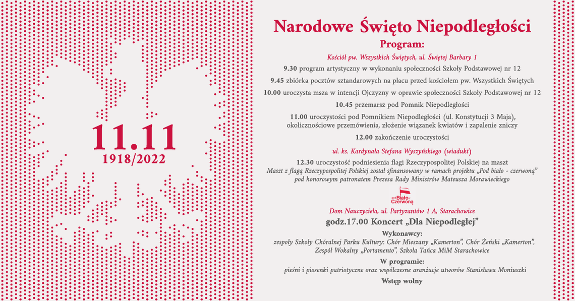 Obchody Narodowego Święta Niepodległości 11 listopada 2022