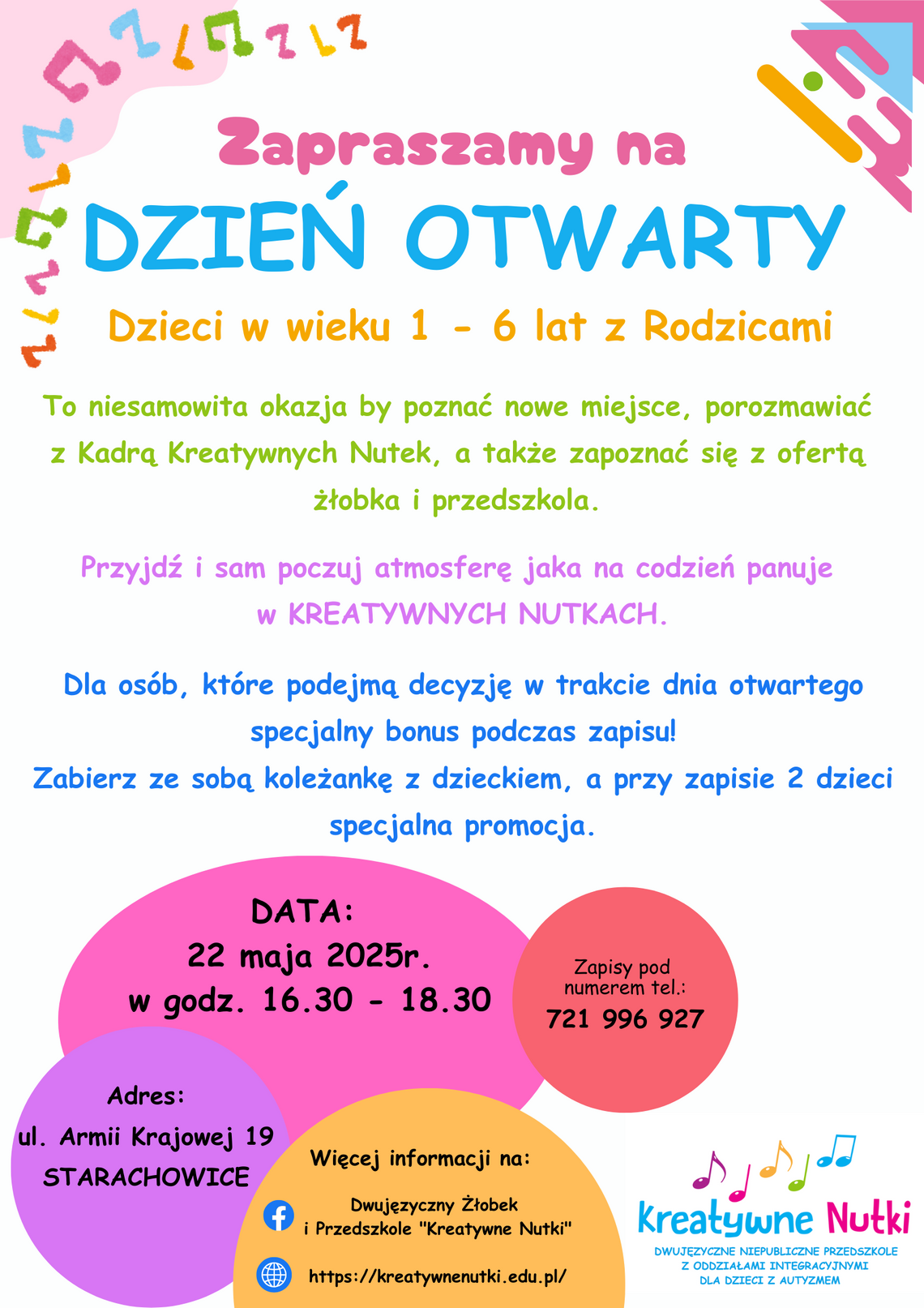 Poznaj żłobek i przedszkole Kreatywne Nutki – zapraszamy rodziców z dziećmi!