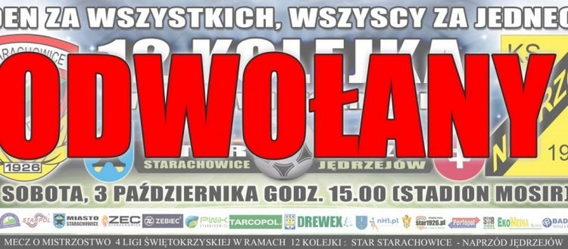 Sobotni mecz Staru Starachowice odwołany