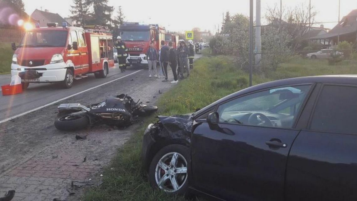 Wypadek z udziałem motocyklisty w Stykowie