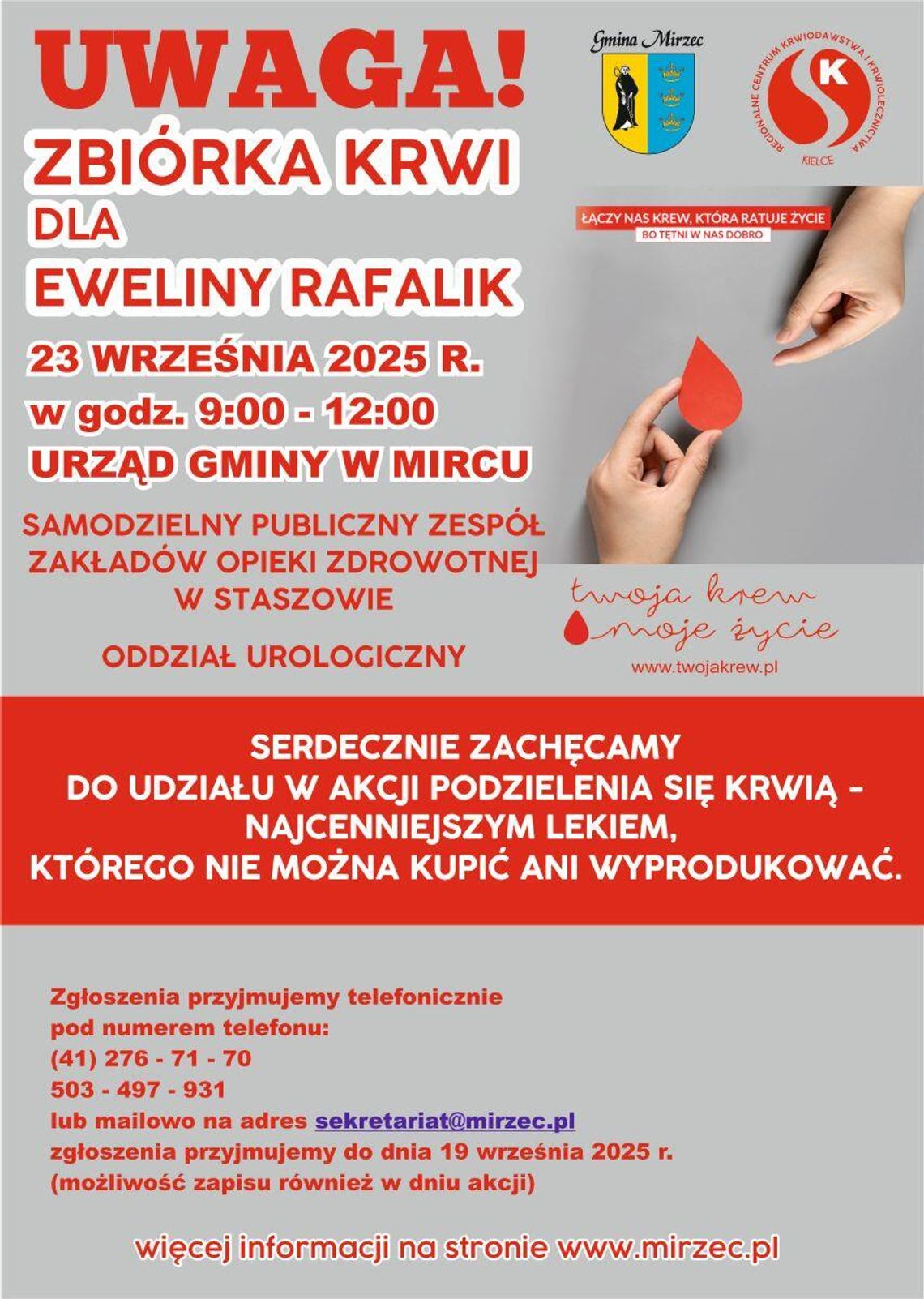 Zbiórka krwi dla Eweliny Rafalik